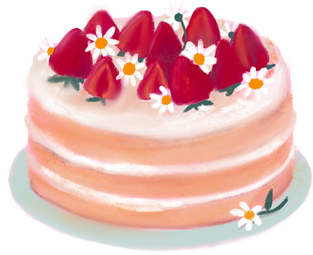 Dreamy Painterly Strawberry Cake